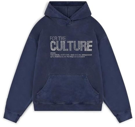 ORANDESIGNE Hommes Femmes Crystal Hoodies Baggy Sweat à Capuche Sport Décontracté Imitation Diamant Sweatshirt Manche Coupe Pull Ample M A Bleu Foncé