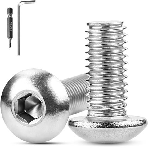 XRXYMQ 100 Pezzi Viti a Testa Bombata M4x16 mm a Testa Tonda Piatta 304 Viti Acciaio Inox Filettatura Completa per Montaggio su Legno Bullone Meccanico Acciaio per Mobili