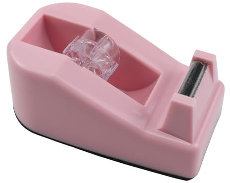 Aacehlh 1Pcs Desktop Tape Dispenser,Adhesive Roll Holder with Weighted Nonskid Base,Office Tape Dispensers for School, Office and Home (Pink)