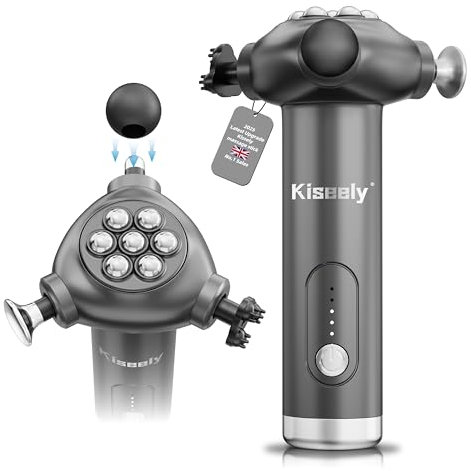 Deep Tissue Massage Gun with 5 Speeds, Vibrating Muscle Massager - Therapy Massager for All Body Relief, Trigger Point Therapy Massage Tool - Gifts for him/her (Gray BG1)