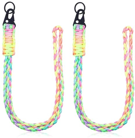 Jiavlyx 2 Pièces Cordon Tour De Cou En Paracorde, 55cm Lanyard Strap Neck, Tissage Lanyard Strap Neck, Porte Badge Lanière Avec Lanière Tressée, Pour Clés Téléphone Portable Appareils Photo