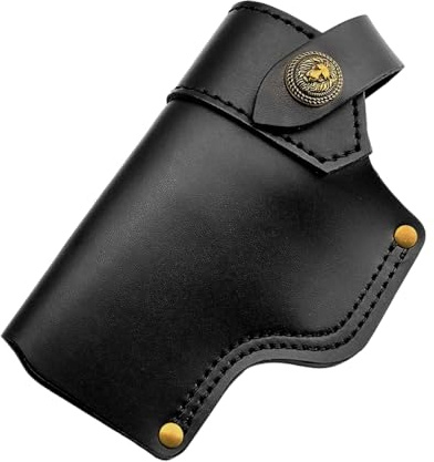 Leder Pistolenholster, Taktisches Pistolentasche mit Edelstahl Metallclip, Verdeckte Gürtelholster Waffenholster für Mittelgroße und Kleine Pistolen, Trainingsjagd