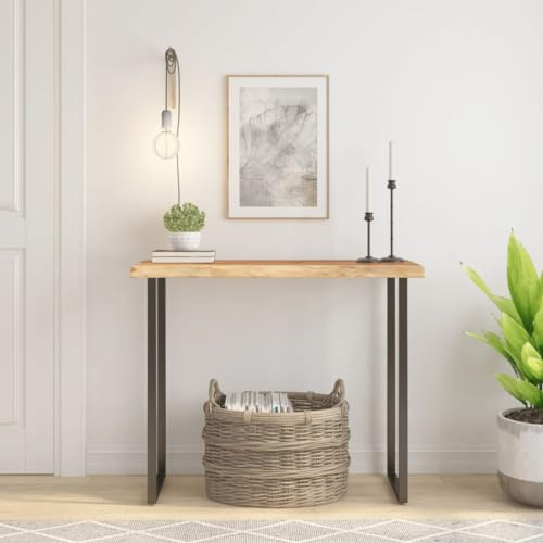 SooIarix Akacia massivt trä bordsskiva 90 x 40 x 2,5 cm, rektangulär träplatta med trädkant, robust skrivbordsskiva för gör-det-själv-möbelprojekt, hållbar bänkskiva för hemmet