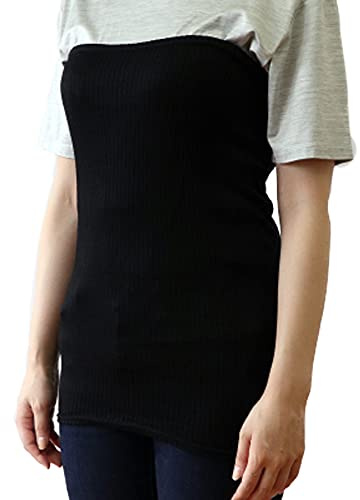 Kinuya Silk Waist Warmer Belly Warmer Haramaki Silk Ribbed and Stretchy, Comfortable, Made in Japan (Standard, Black)