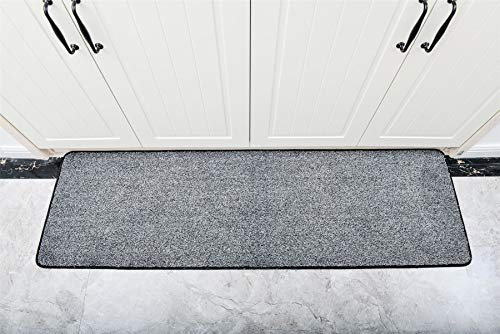 Vinsani Non-Slip Indoor Magic Clean Step Mat Machine Washable Floor Doormat Super Absorbent Carpet Runner Entrance Rug Liner - Light Grey - 45 X 150 cm