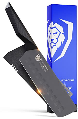 DALSTRONG Nakiri - Coltello per Verdure - 18 cm - serie Shadow Black - Rivestito in Nitrato di Titanio - con Guaina - NSF Certified