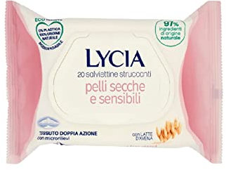 Lycia - Make-up-Entferner für trockene und empfindliche Haut, Make-up-Entferner für Gesicht und Augen, mit Hafermilch, aus 100% natürlichem Stoff, 20 Stück