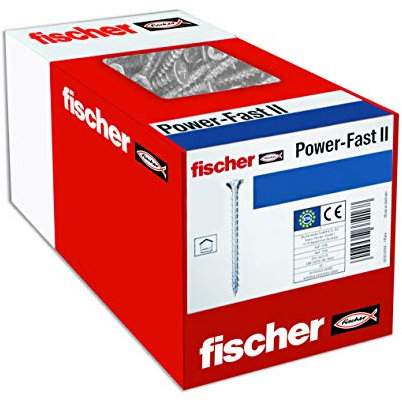 fischer - Vis PowerFast FPF II CTP à Tête fraisée, empreinte TX, zingué blanc, filetage partiel - Boîte de 200 Gris 3 x 35 mm