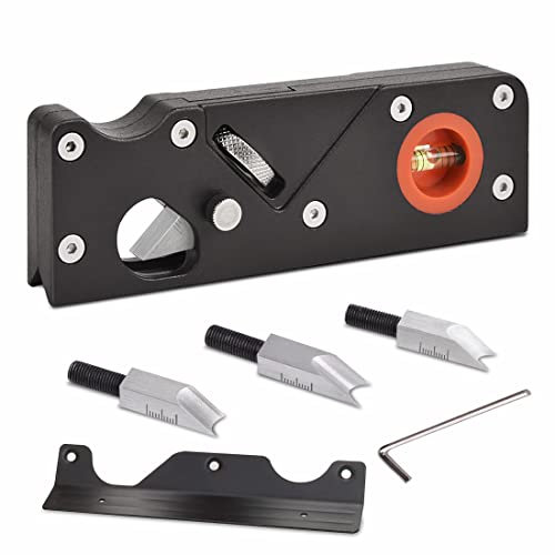 Aplanadora de chaflán para carpintería, herramienta de aplanamiento de esquina, cepilladoras de esquina para madera, cepilladora de biselado manual para recorte de bordes de madera (w/4cutters)