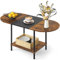 Nandae Coffee Table for Living Room, 2-Tier Oval Center Table with Storage Shelf for Home Office,Round Small Dining Center Tables for Home Living Room Office