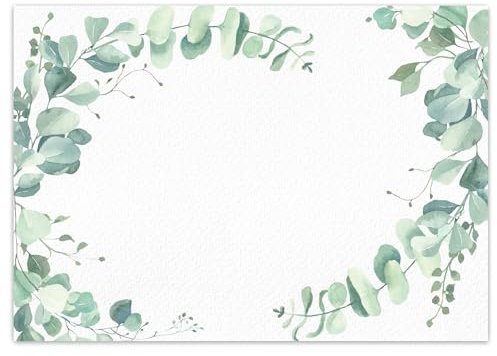 younikat 100 Tischunterlagen mit Eukalyptus Leinen Motiv I DIN A3 eckig I Platz-Set aus Papier I modernes Design I Einweg Tischset I Grün I Gastronomie und Haushalt I dv1438