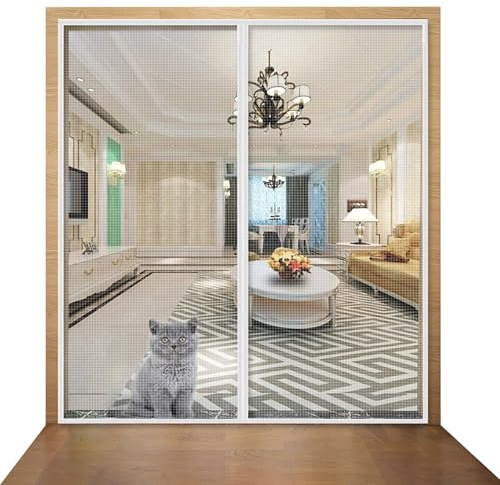 Fly Screen Door Insects Protection Door Mesh, Custom Size Insect Screen Fly Curtain, Anti Mosquito Mesh Door Screens Nets, Keeps Bugs Out Lets Fresh Air in (W*H:90 * 210cm,Position 3)