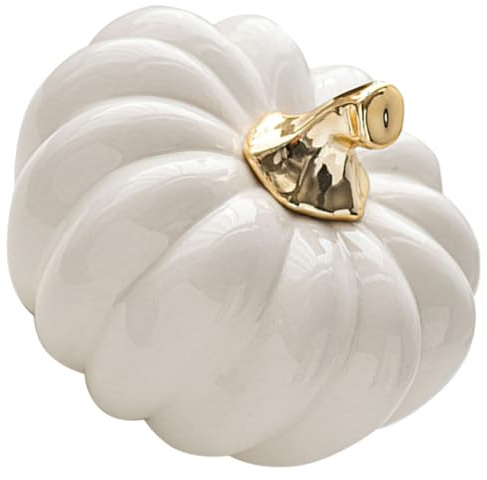 PRETYZOOM Citrouille en Céramique Nordique Récolter des Citrouilles Modèles De Citrouille Figurine De Citrouille d'automne Figurines d'action De Grâces Citrouilles d'halloween Blanche