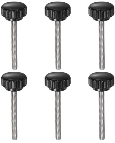 QUARKZMAN 6 Stück Rändelschraube mit Gewinde M5 x 45mm x 22mm Rundkopfschraube Edelstahl 304 Rundgriffbolzen Klemmknöpfe 22mm Handknöpfe Daumenschrauben Spannschraube für Industrie Maschine