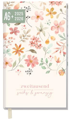 Häfft-Timer A6 Slim 2025/2026 Wild Blossoms Schüler-Kalender im Hosentaschenformat - Schüler-Planer, Schulplaner, Studienplaner/Semesterplaner für Oberstufe, Ausbildung oder Studium