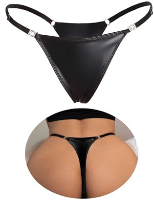 ohyeahlady Justerbar Stringtrosa Leopard Dam Plus Size Tanga Issilke Elastisk Bikini T-Back T Tillbaka Thong G-String Trosor Brasiliansk Mini Trosor Kurviga Underkläder Svarta, S, Svart, S