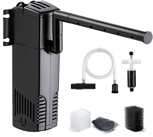 NICREW Aquarium Innenfilter, Einstellbarer Durchfluss Aquarienfilter mit Wasserpumpe für Aquarium von bis 150L, Leise, 10 W