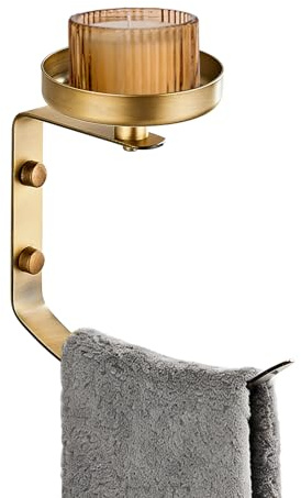 Hand Towel Holder for Bathroom with Vintage Wall Mounted Candle Holder Wall Mounted Towel Hook with Cut Candle Holder for Bathroom Decor and Accessories Antique style YIGUANXIN