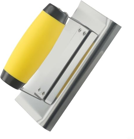Cazzuola per intonacatura in acciaio inossidabile per finitura in calcestruzzo, strumento per scanalatura del cemento spesso 1,3 mm con manico ergonomico e bordo radiato, estremità curve