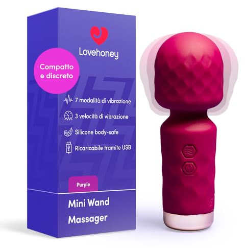 Lovehoney Mini Wand Massaggiatore Vibratore donna | Piccolo Stimolatore femminile per Clitoride Capezzoli Zone Erogene | 10 modalità Ricaricabile & Impermeabile | Massager Sextoys Vibratoreper coppie