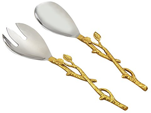 Golden Vine Salad Server Set, 11-Inch, Silver/Gold