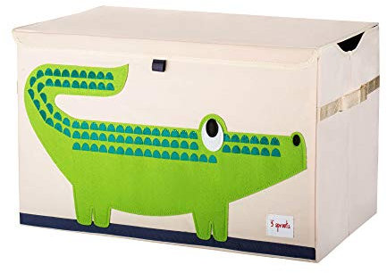 3 Sprouts Spielzeugkiste mit Deckel – Aufbewahrungsbox für Kinderzimmer, Spielzeugbox für Kinder, Spielzeug Kiste - Krokodil