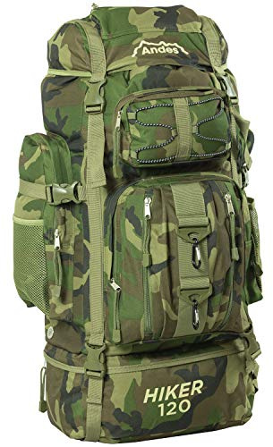 Andes Adtrek Green Camouflage 120L Hiker Backpack Extra Large Hiking/Camping Luggage Rucksack