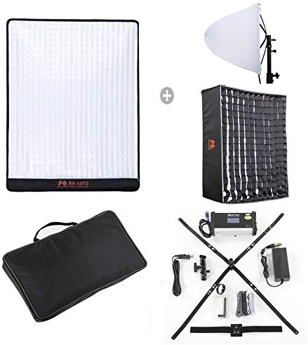 Falcon Eyes RX-18TD Panneau vidéo LED Flexible 100W réglable 3000K-5600K éclairage Photo LED + diffuseur de boîte à lumière en nid d'abeille