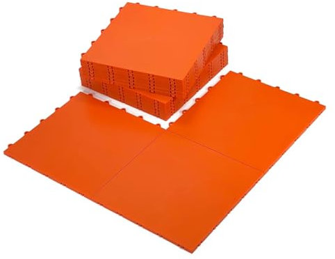 InOut Flooring Hard Tiles Orange 15 – Carreaux de sol colorés haute durabilité – Surface d'entraînement polyvalente interlock – Patins à roulettes pour l'intérieur et l'extérieur, patins de danse, sol