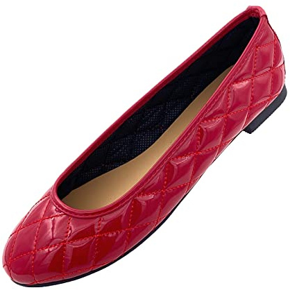 Mara Classic Donna – Ballerine in vernice – veste piccola!, Colore: rosso, 39 EU Stretta