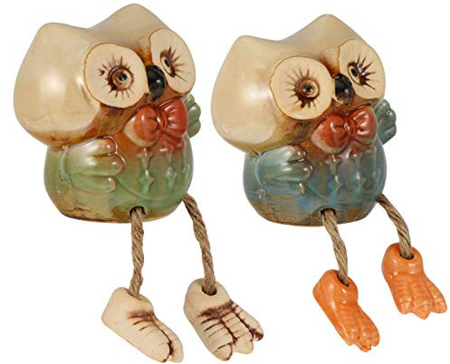 BESPORTBLE 2st Hängende Eule Eulenstatue Wald Figuren Wohnkultur Miniatur Herzstück Tischdekoration Wohnungseinrichtung Süße Eulenmodelle Skulptur Vogel Ofenglasur Tier Liebhaber Keramik