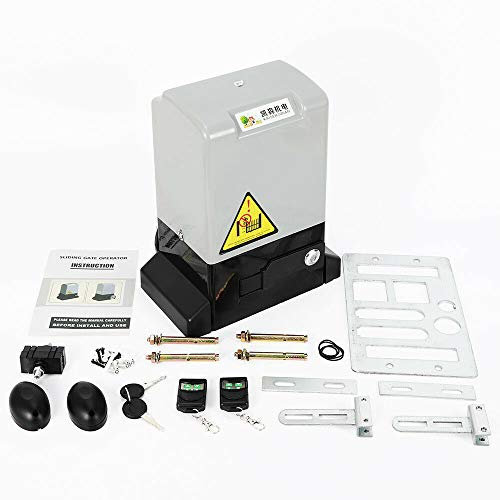 Automatic Sliding Gate Opener - Electric Gate Motor for Heavy Driveway Slide Gates,Garage Door Operator Drive Door Opener Remote Sliding Door Actuator with Remote Control (2000KG Load, 750W)