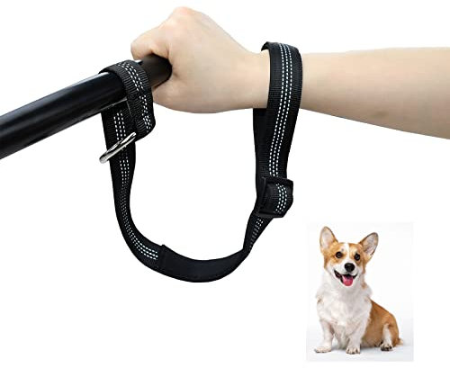 TEKCAM Hund Handgelenk Sicherheitsriemen Einstellbare Kurze Leine Hundeleine mit weich gepolstertem Griff für Walking Training Reflektierende Anti Dislodging Baby Kinderwagen Handgelenk Riemen