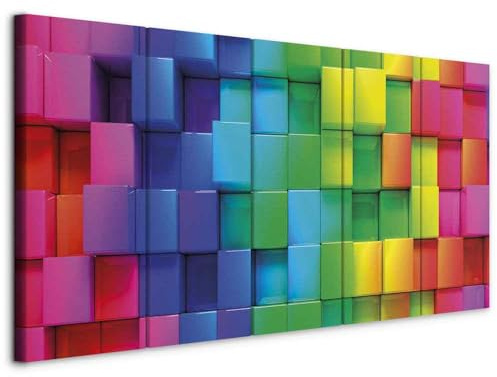 murando - Akustikbild 3D Effekt 100x40cm 5 tlg Bilder Akustikschaum Schallschutz Wand Deko Akustikpaneele Wandpaneele Schalldämmung Wandbild Schallabsorber Akustikplatten Würfel bunt f-A-0350-b-m