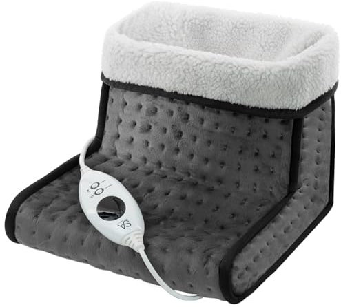 SA Products Electric Foot Warmer, Foot Warmer with 6 Heat Settings | Fast Heating Feet Warmers, Soft Foot Mat Heat Pad | Electric Heat Pad for Relaxing Therapy | Foot Warmers for Christmas (Grey)
