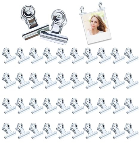 HXMJIED 40PCS Clip per raccoglitori in argento, Clip per cerniera in metallo da 0,87 pollici (22 mm), Mini clip per raccoglitori in metallo, Mini graffette per carta, Clip per foto in metallo