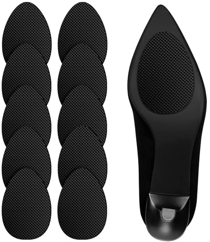 Flintronic 10 protezioni antiscivolo per suole, autoadesive, antiscivolo, per la riduzione del rumore del tallone, suola fai da te per tacchi alti, stivali (nero)