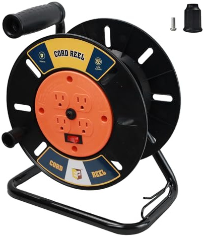 EP Extension Cord Storage Reel with 4-Grounded Outlets, Orange