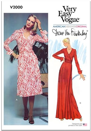 Vogue Patterns V2000H5 Misses' Wrap Dress Motif Papier, Multicolore, Single