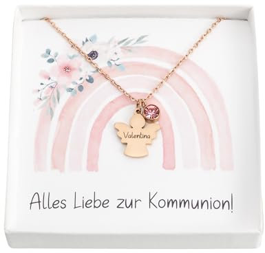 Personalisierte Kette zur Kommunion Schutzengel Taufkette Taufschmuck Mädchen