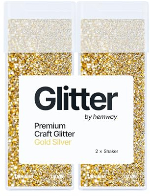 Hemway Craft Glitter Shaker Gold Silver 130g x2 Pack Ultrafine | for Resin & Epoxy Crafts, Christmas Art Supplies, Nail, Body, Face, Eye, Festival, Crafting, Slime, Sparkle