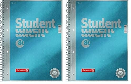 Brunnen 1067147 Notizblock/Collegeblock Dotted Premium Deckblatt, 1 Stück cyan-metallic (Packung mit 2)
