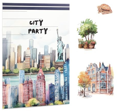 Lychii Scrapbook Stickers, 150pcs Pre-Cut Landscape and City Themed Stickers for Scrapbooking, PET and Washi Paper Journaling Book Decals, Card Making Supplies for Crafting
