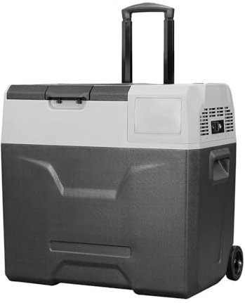 Alpicool ECX50 50L Kompressor Kühlbox, 12V Kühlbox elektrische tragbarer auto Kühlschrank für camping mit USB-Anschluss, Teleskopstange Rad, Wiederaufladbar(Batterie nicht enthalten)