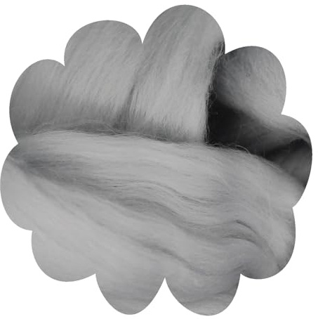 Deutsche Merinowolle Filzwolle 25g Merino, nassfilzen, nadelfilzen, Märchenwolle, Spinnwolle, Spinnfasern, Wolle zum spinnen, filzen, basteln (hell grau)