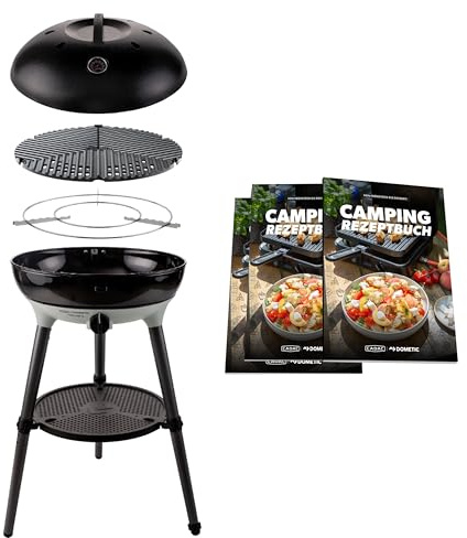 CADAC - Carri Chef 50 BBQ 50mBar + Camping-Kochbuch - Tragbarer Grill mit automatischer Zündung und Rezeptbuch - inkl. Tragetasche - Camping und Grillzubehör - BBQ-Must-Haves