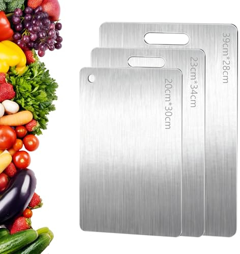 Zorplex 3 Pièces Planche à Découper, 316 Planche à Découper, Durable et Facile à Nettoyer et Compatible Lave-Vaisselle pour Viande, Légumes et Fruits