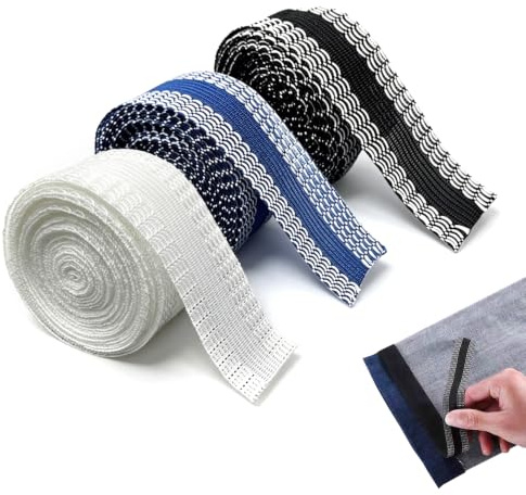 Omnikryp 3 Rollos Cinta Termoadhesiva para Dobladillos, Resistente a Lavadora Cinta termoadhesiva, Cortar y Flexible Cinta-Dobladillo Plancha, para Pantalones, Jeans y Ropa DIY (2,5cm x 10m)