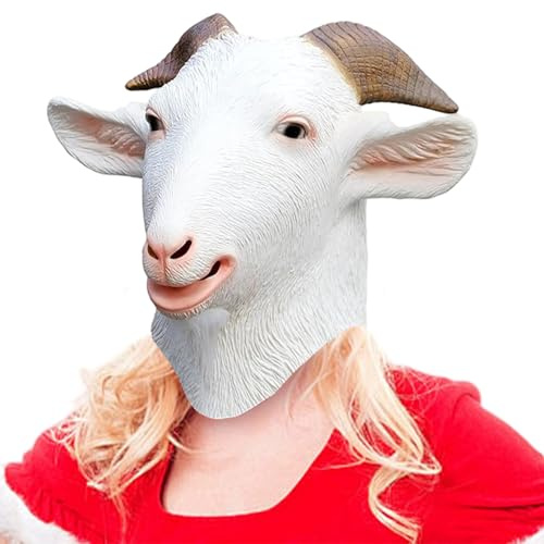 Odoukey 12 masques complets en latex de chèvre avec yeux et bois réalistes, costume adulte pour Halloween, carnaval de Noël