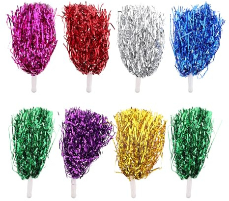 Ciieeo Pompons de Cheerleading et Événements Sportifs D'encouragement 8pcs Légers en PE avec Poignée Couleur Aléatoire Accessoires pour Garçon et Filles, pour